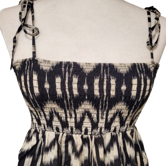 At Last Sundress Women Size Large Black Aztec Print Spaghetti Straps  Dress - Picture 2 of 9